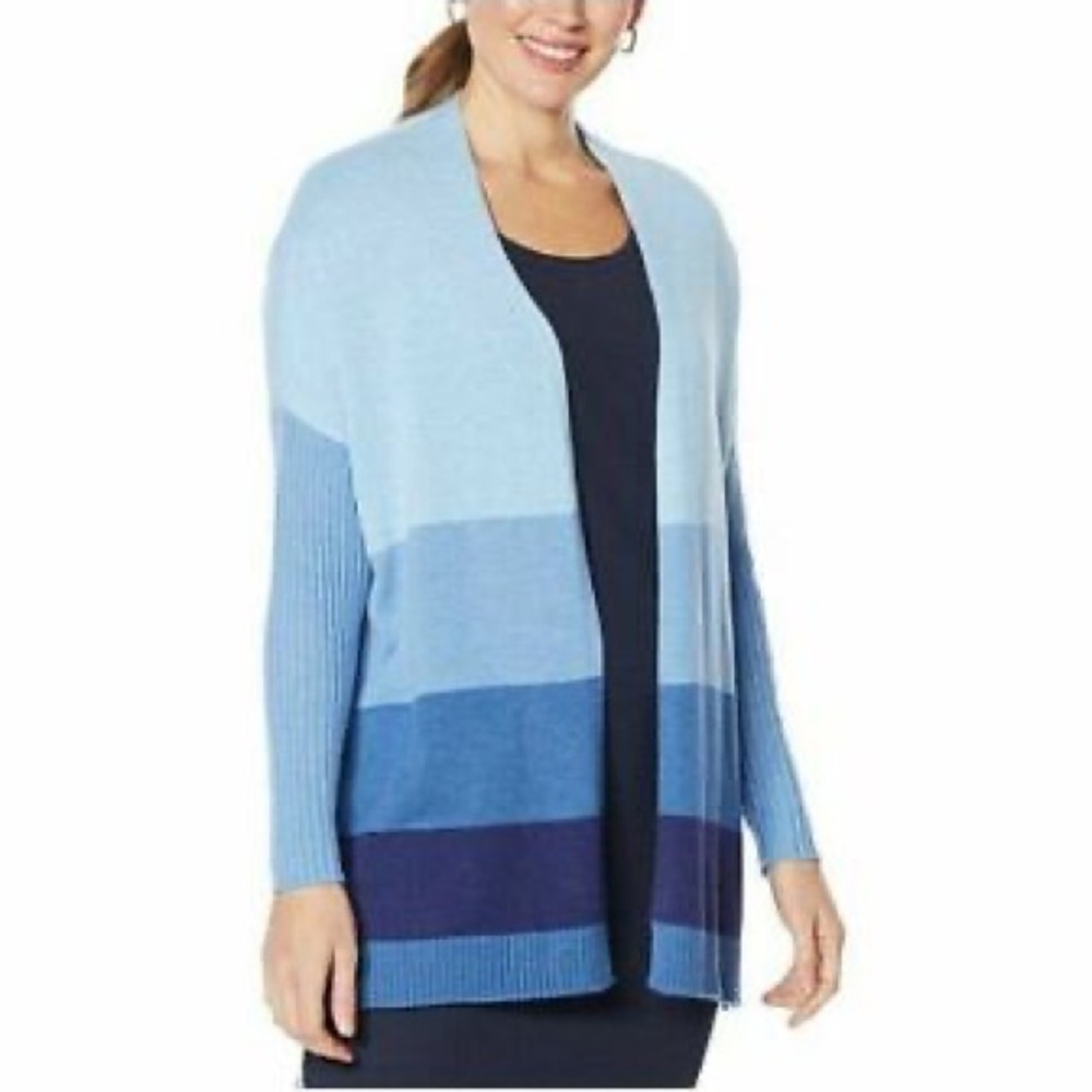 Skinnygirl Jeans Blue Striped Sundazed Cardigan Sweater L